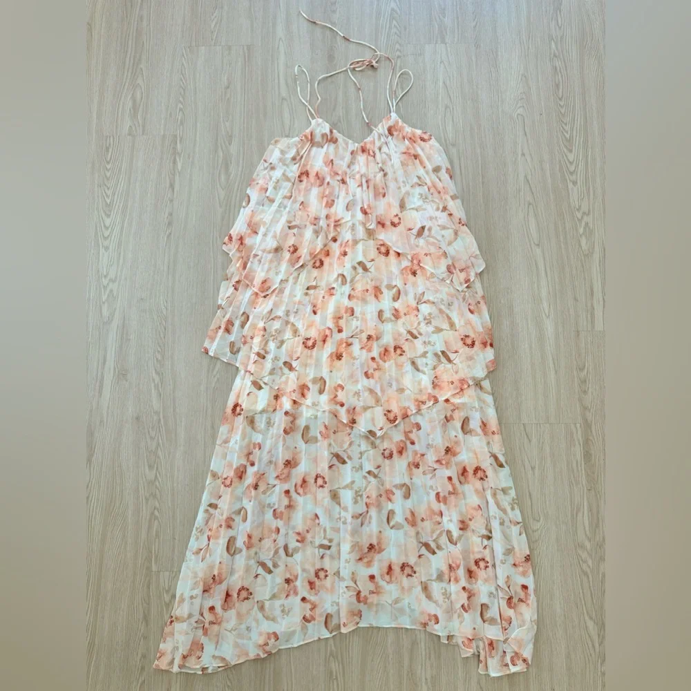 Floral chiffon pleated maxi dress nwot - Picture 4 of 4